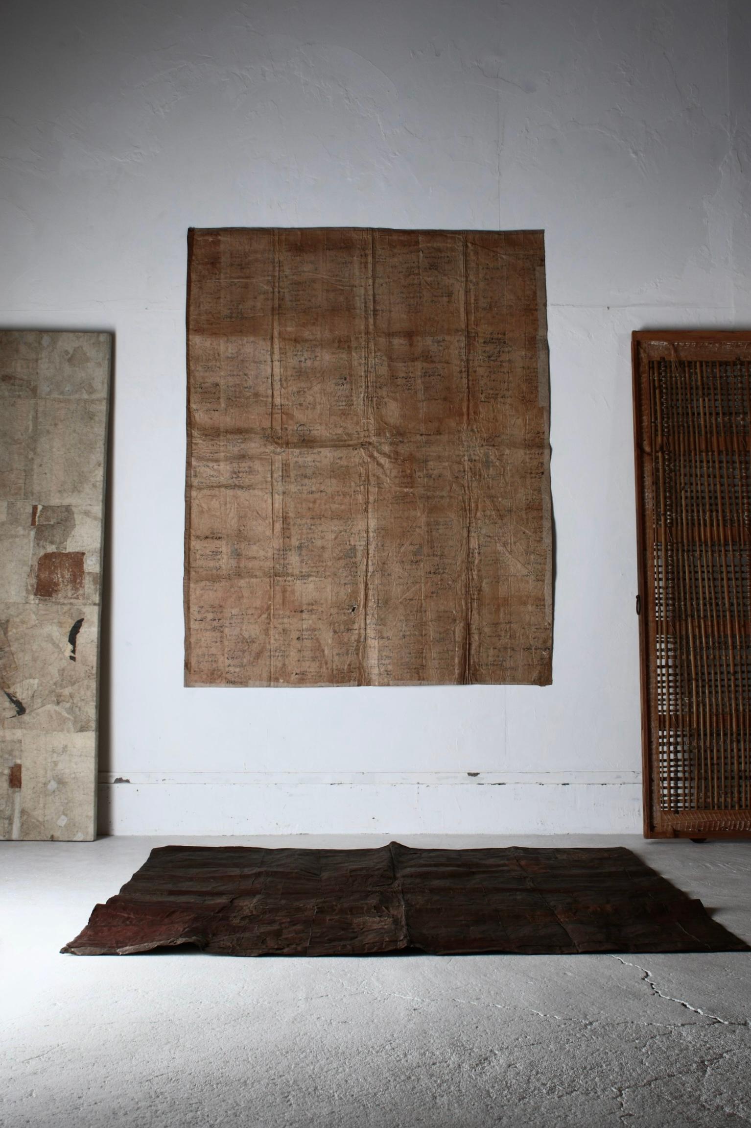 Japanese Antique Large Paper Boro / Wall Decoration /Wabi-sabi Mingei 14
