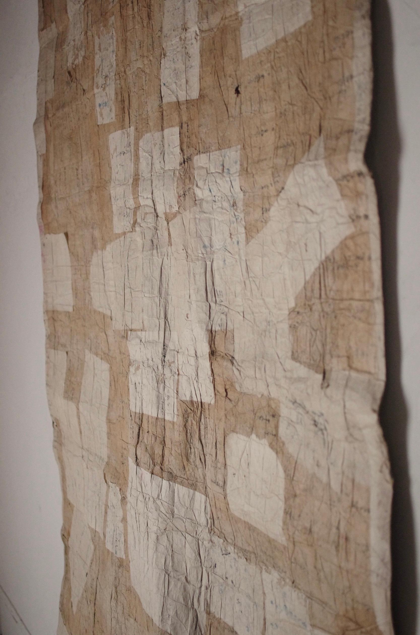 19th Century Japanese Antique Large Paper Boro / Wall Decoration /Wabi-sabi Mingei