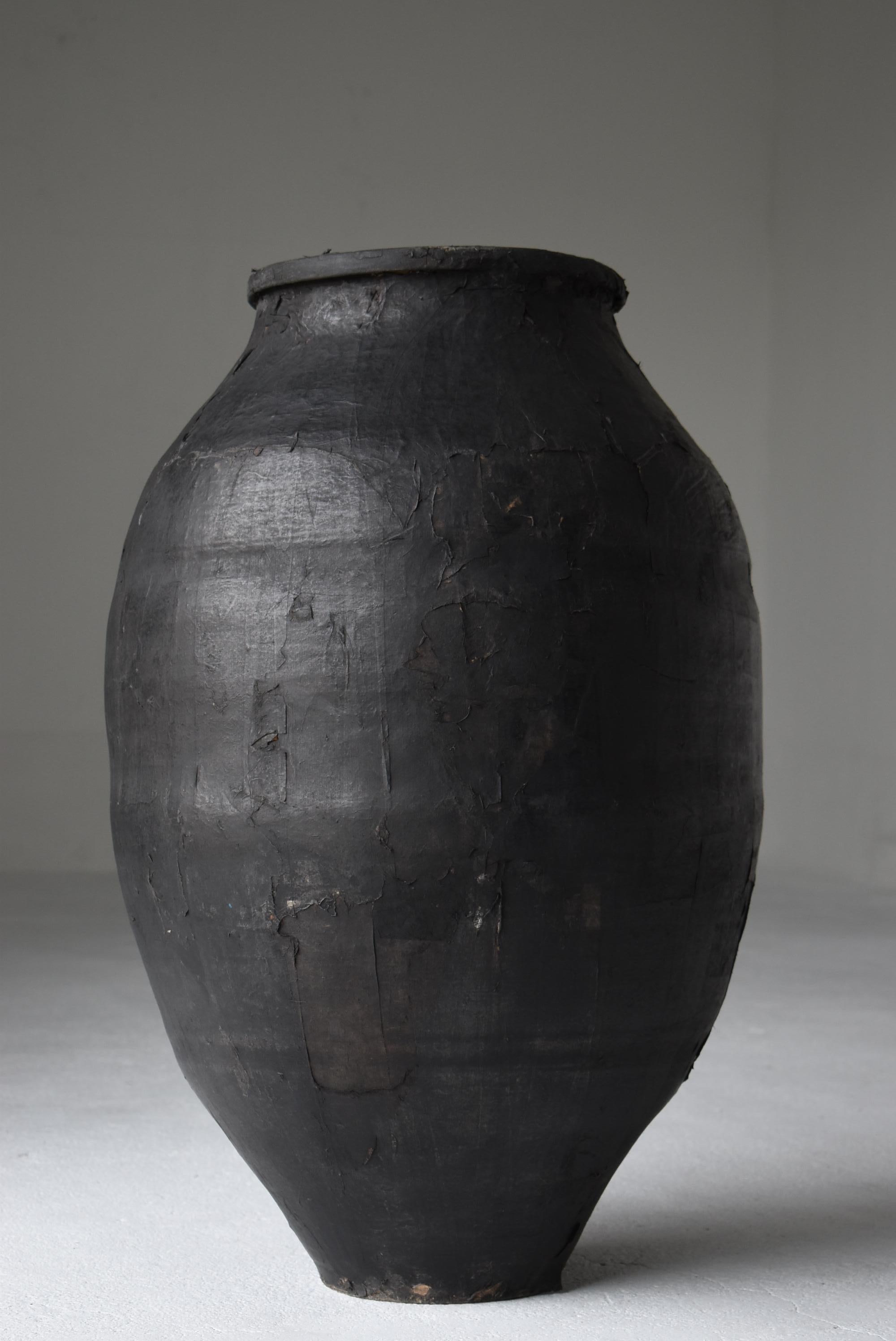 Japanische antike große Keramikvase mit Papierüberzug 1860er-1900er Jahre / Gefäß Wabisabi im Angebot 6