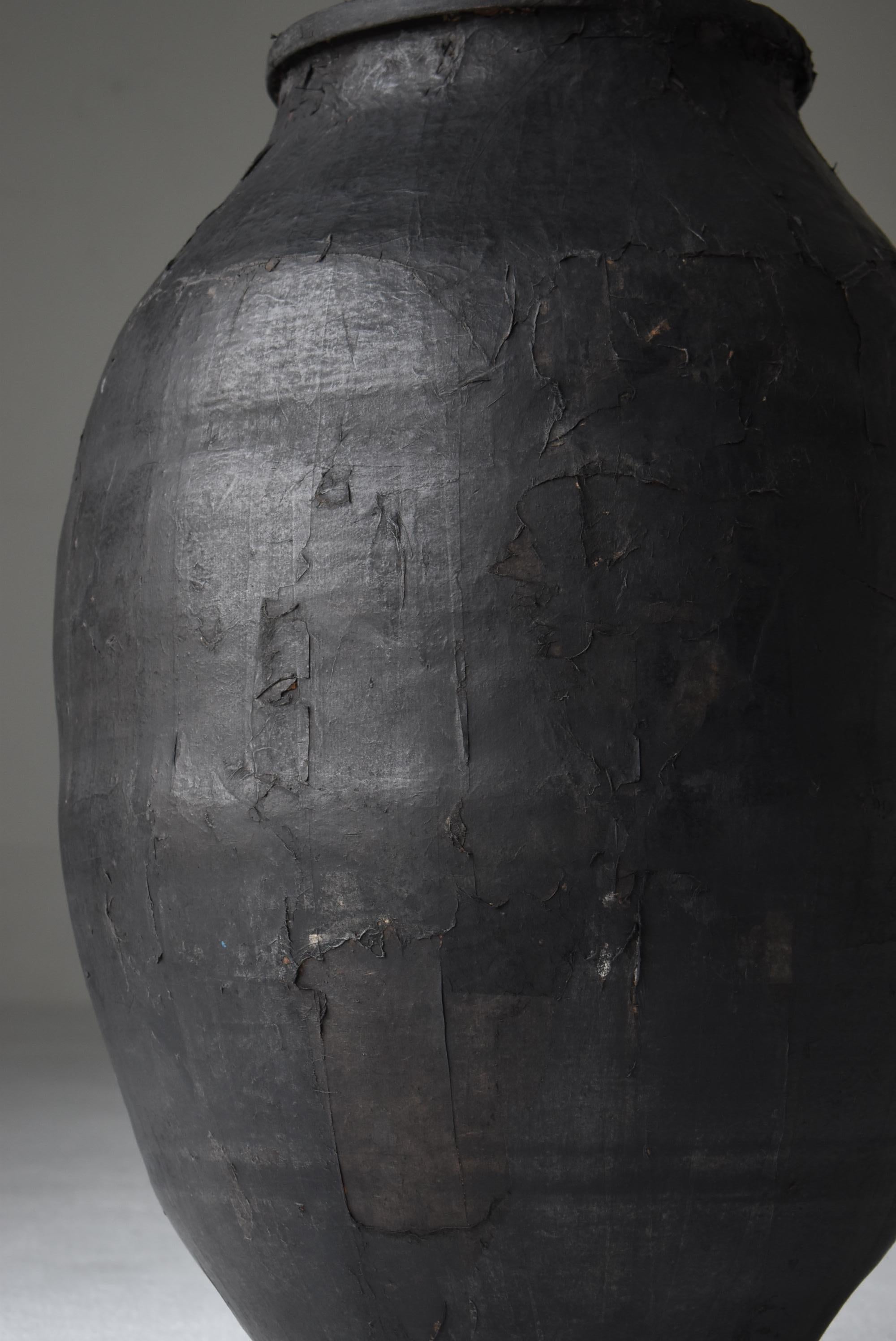 Japanische antike große Keramikvase mit Papierüberzug 1860er-1900er Jahre / Gefäß Wabisabi im Angebot 7
