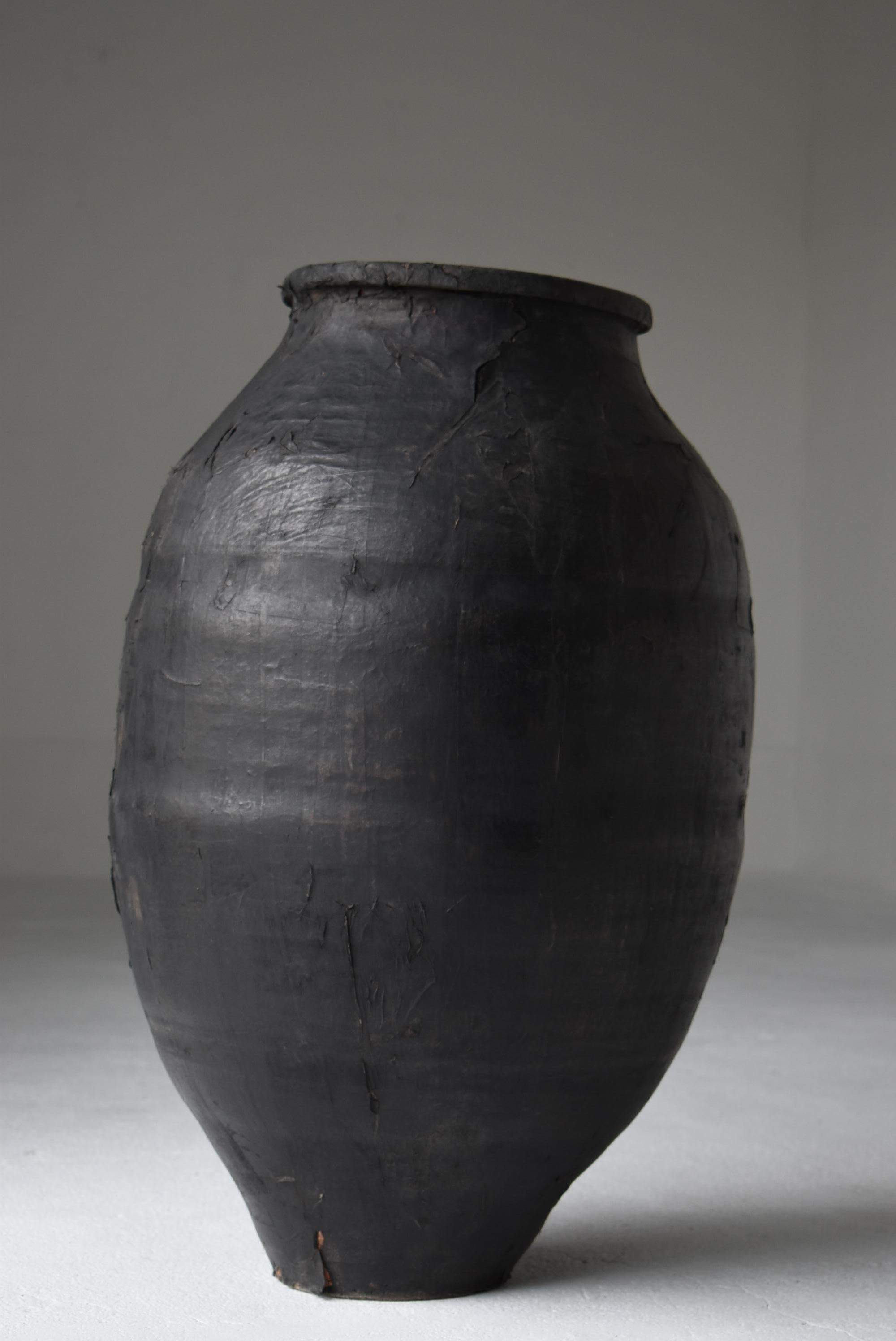 Japanische antike große Keramikvase mit Papierüberzug 1860er-1900er Jahre / Gefäß Wabisabi im Angebot 9