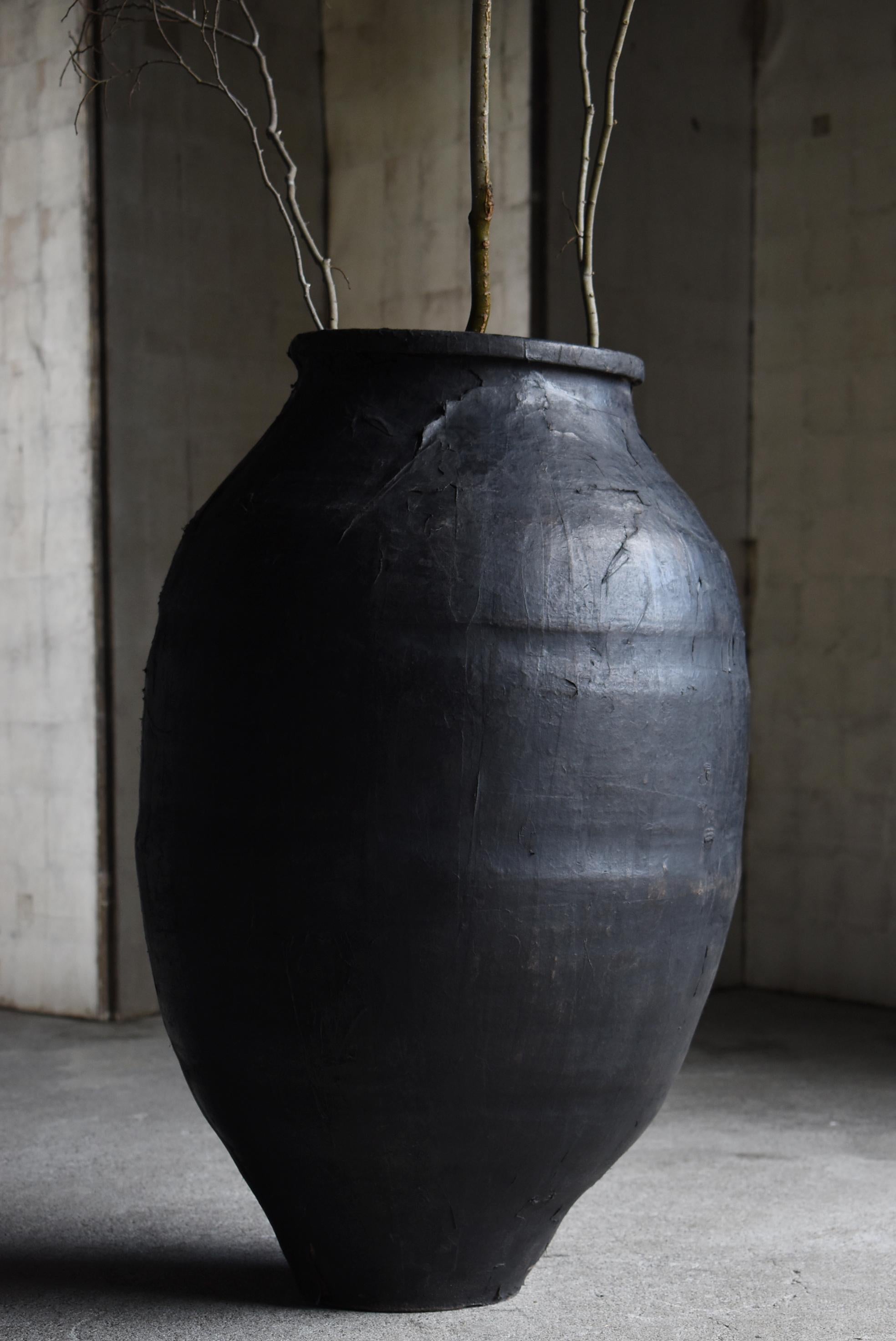 Japanische antike große Keramikvase mit Papierüberzug 1860er-1900er Jahre / Gefäß Wabisabi im Angebot 13