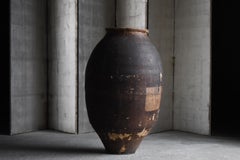 Japanische antike große Keramikvase mit Papierüberzug 1860er-1900er Jahre / Gefäß Wabisabi