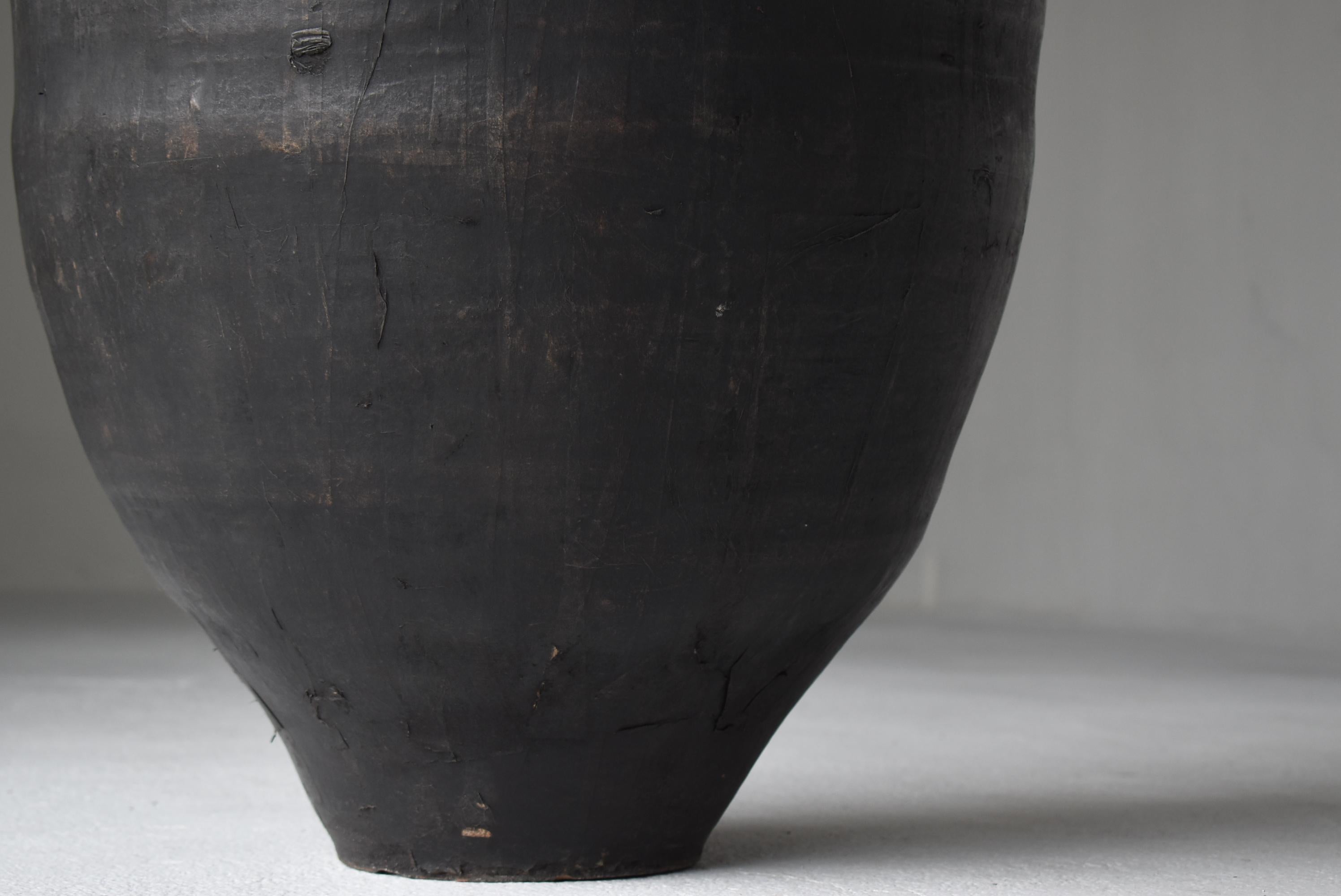 Japanische antike große Keramikvase mit Papierüberzug 1860er-1900er Jahre / Gefäß Wabisabi im Angebot 3