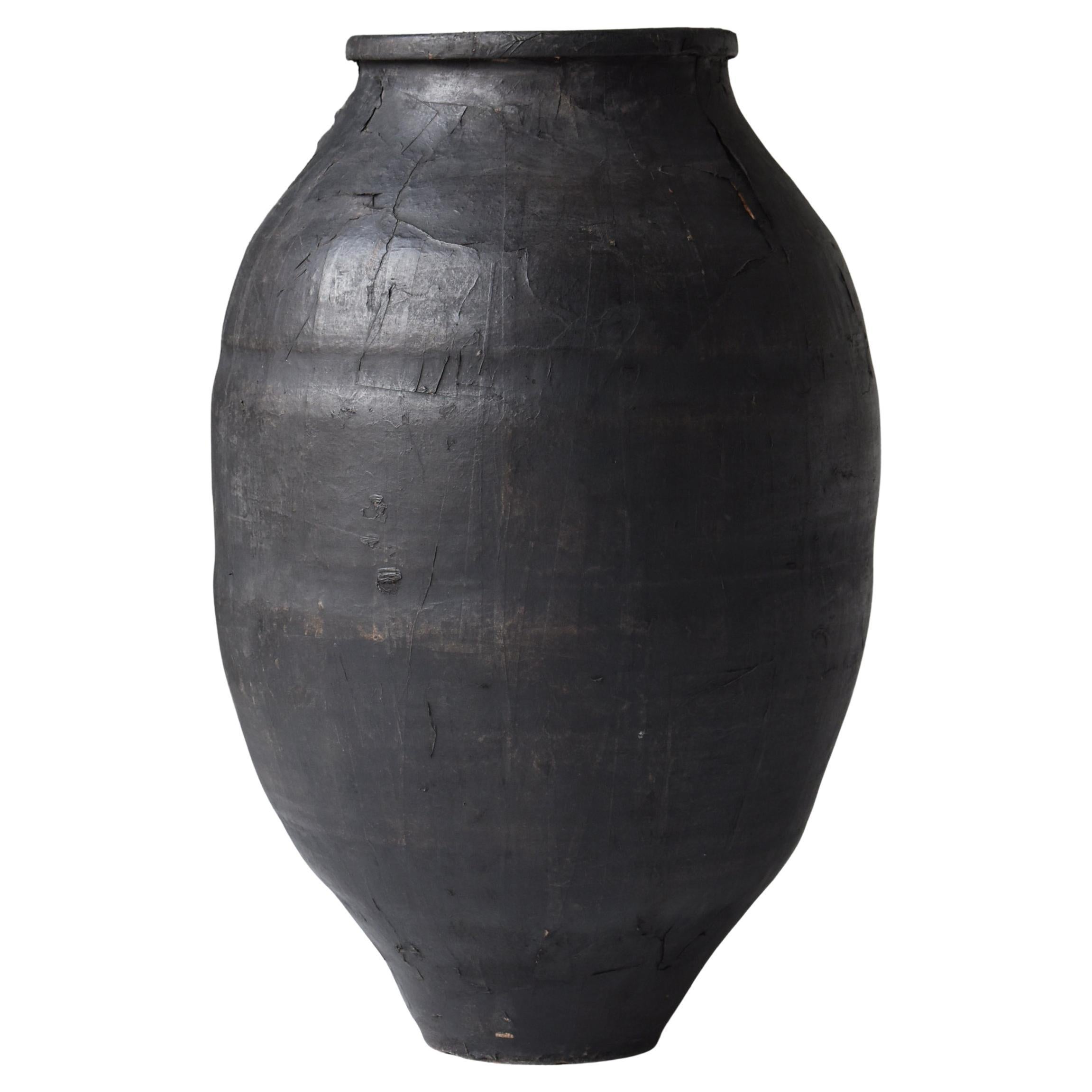 Japanese Antique Large Paper-Covered Pottery Vase 1860s-1900s / Vessel Wabisabi