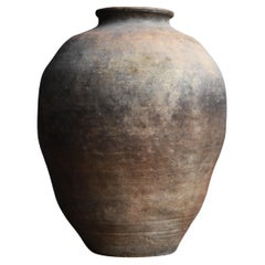Japanese Antique Large Pottery 1700s-1800s/Flower Vase Vessel Jar Tsubo Wabisabi