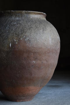 Japanese Antique Large Pottery 1700s-1800s/Tsubo Flower Vase Vessel Wabisabi Jar
