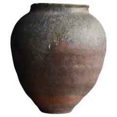 Japanese Antique Large Pottery 1700s-1800s/Tsubo Flower Vase Vessel Wabisabi Jar