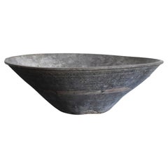 Japanese Antique Large Pottery Bowl / 1800-1900 / Edo-Meiji / Mingei