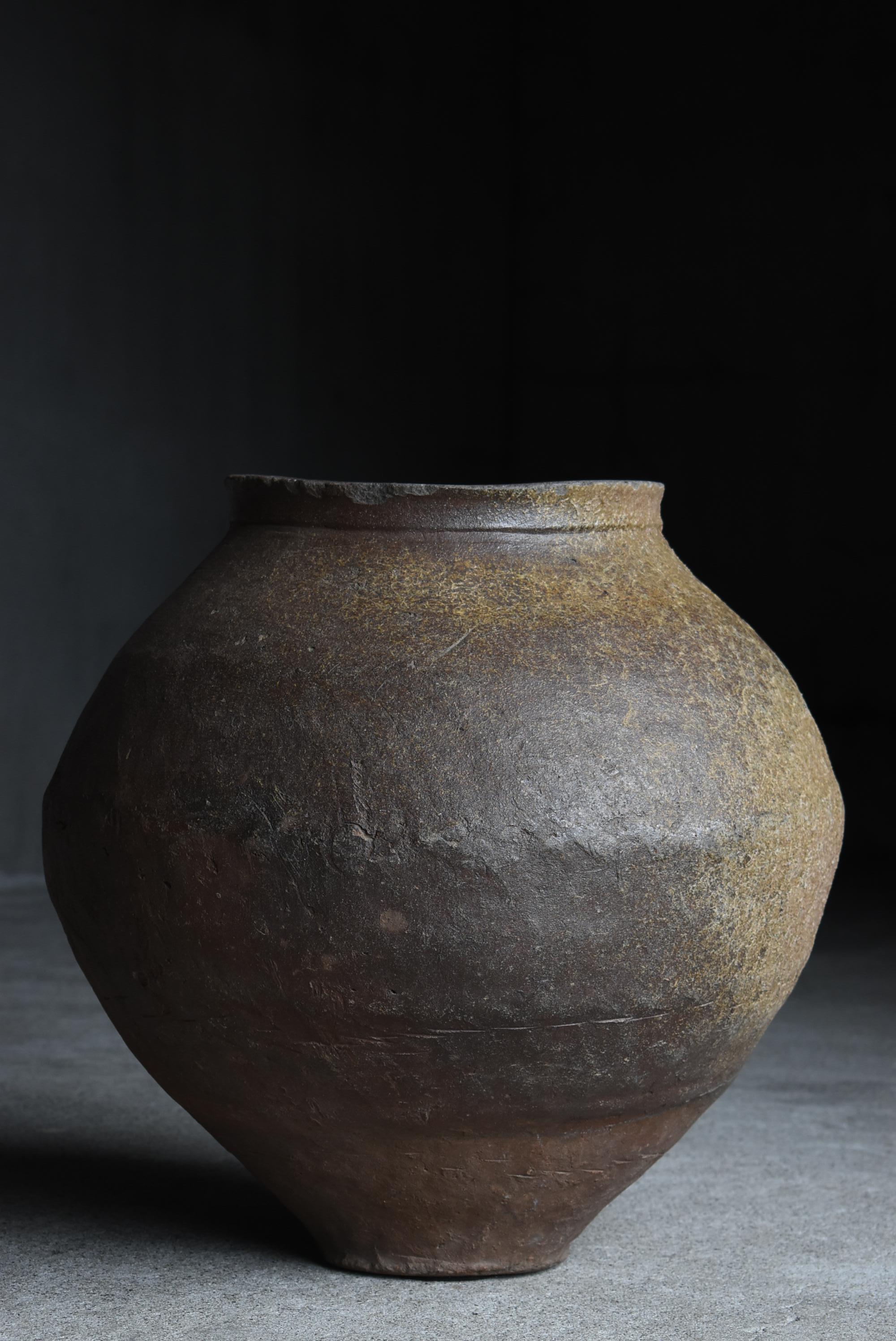 Japanese Antique Large Pottery Vase 14-16th Century / Flower Vase Wabisabi For Sale 6