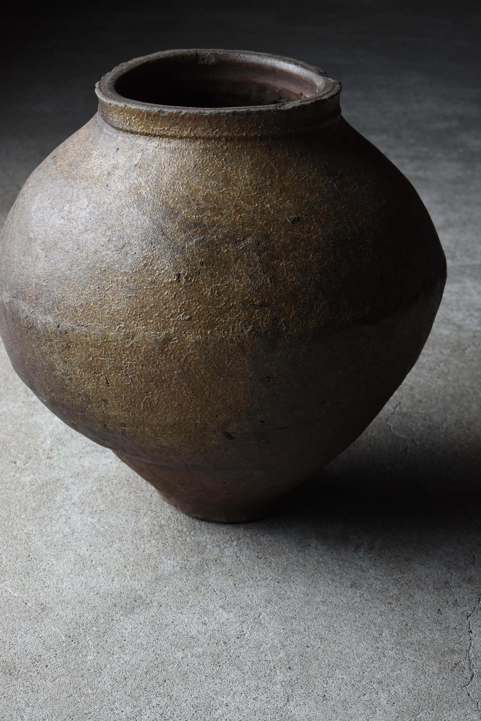 Grand vase de poterie japonais ancien 14-16e siècle / Vase à fleurs Wabisabi en vente 5