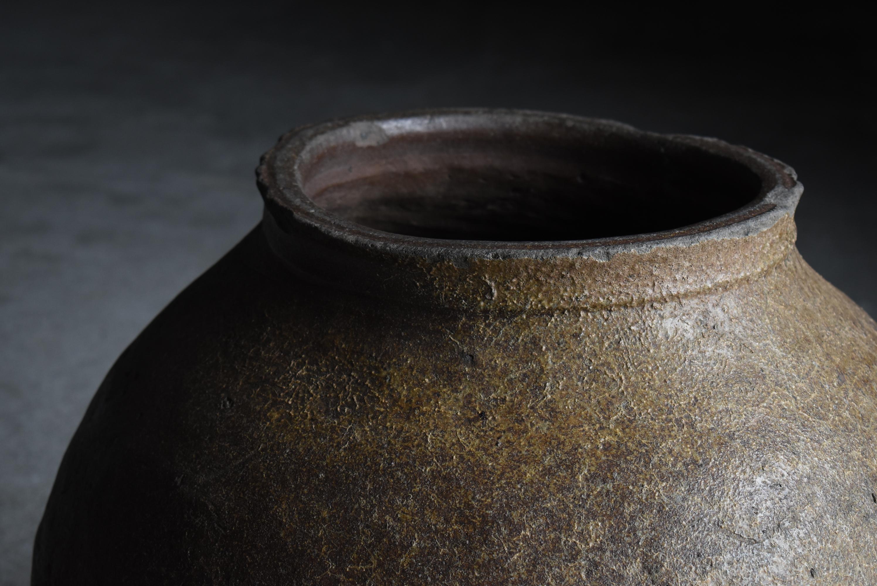Japonais Grand vase de poterie japonais ancien 14-16e siècle / Vase à fleurs Wabisabi en vente
