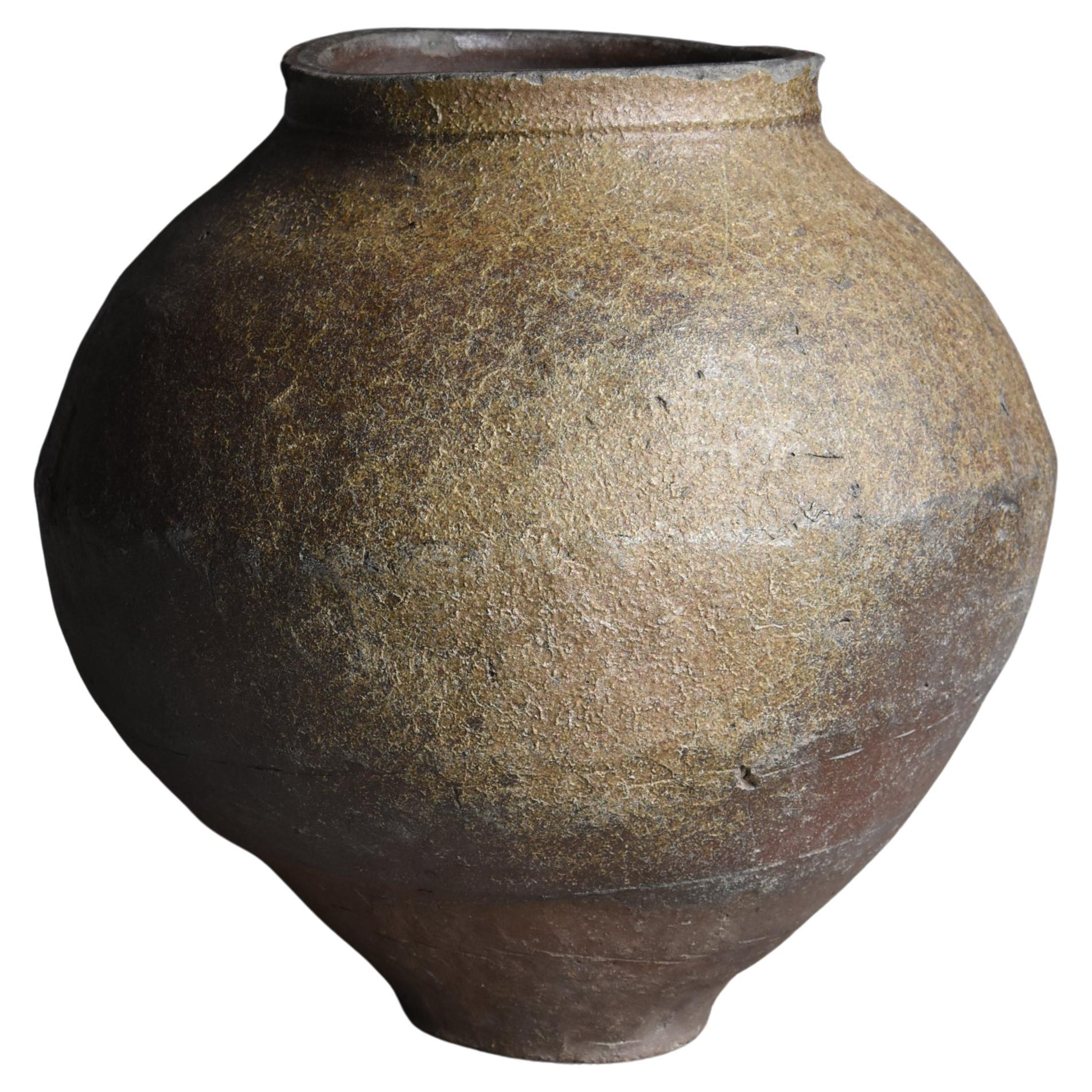 Grand vase de poterie japonais ancien 14-16e siècle / Vase à fleurs Wabisabi en vente