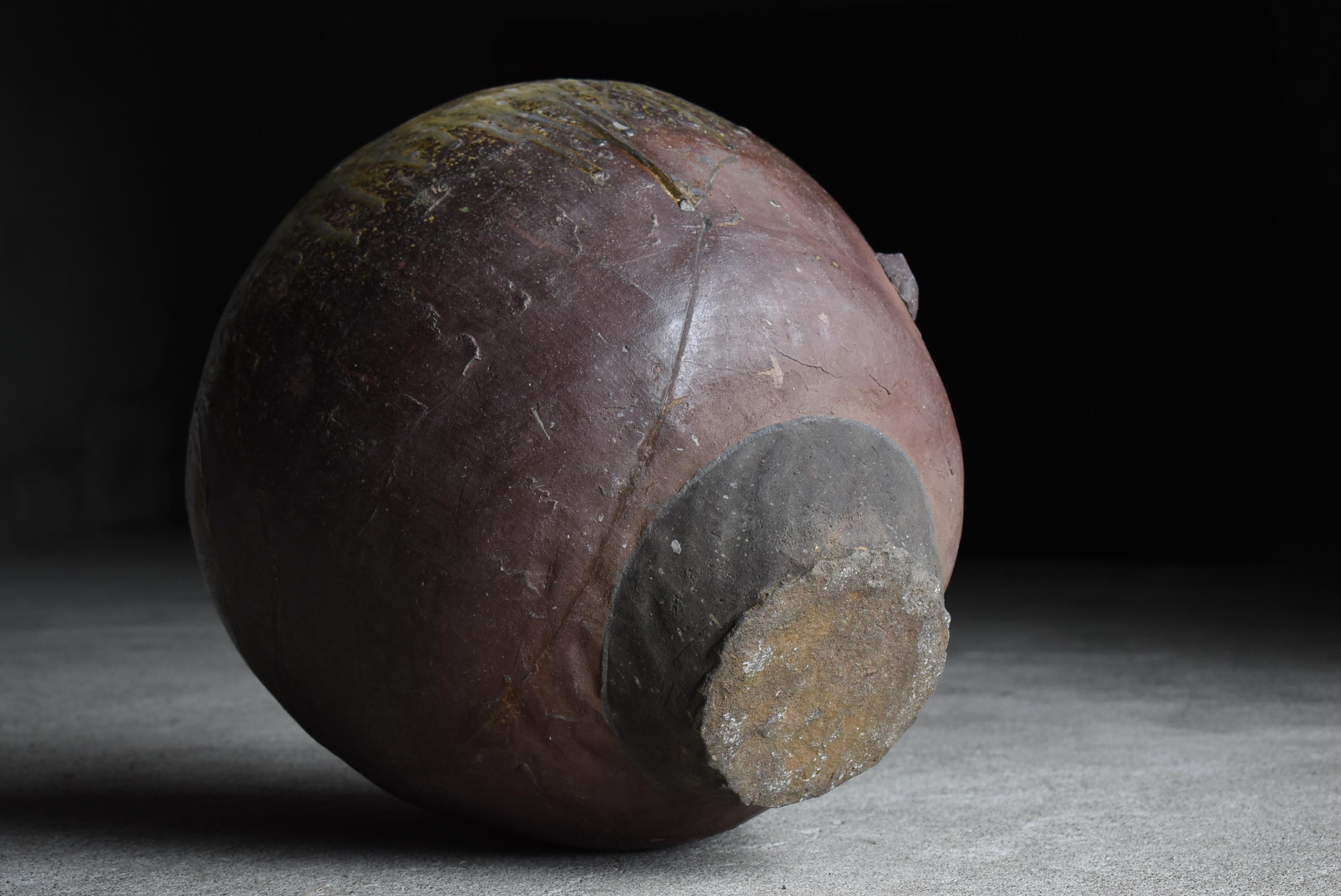 Gran jarrón de cerámica japonesa antigua 1700-1800 / Vasija Florero Wabi Sabi 4