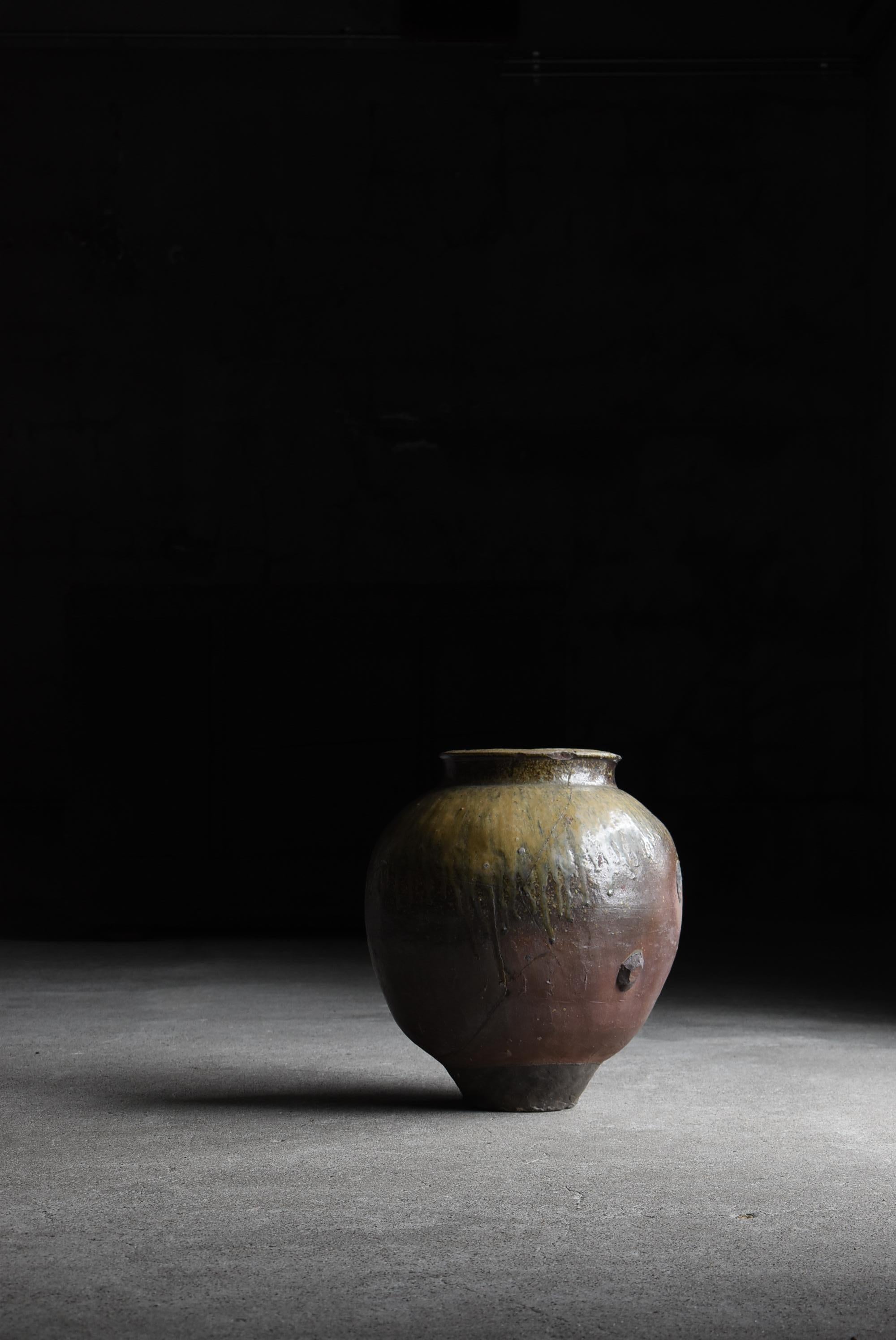 Gran jarrón de cerámica japonesa antigua 1700-1800 / Vasija Florero Wabi Sabi 5