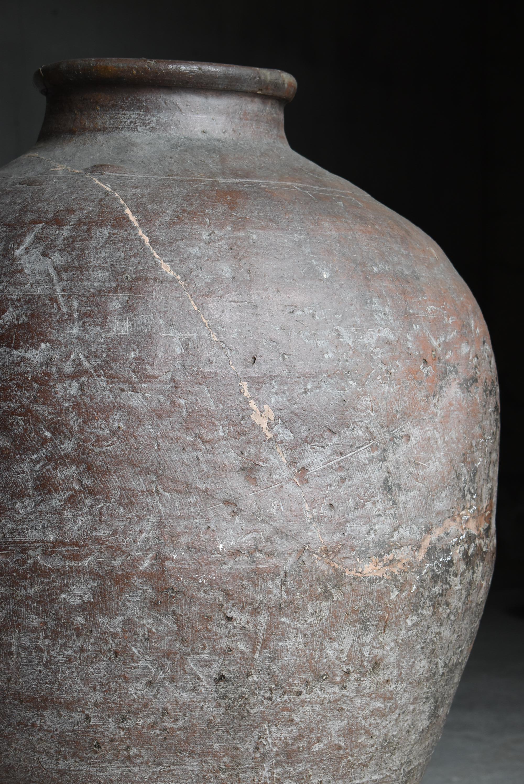 Japanese Antique Large Pottery Vase 1700s-1800s / Vessel Flower Vase Wabi Sabi 8