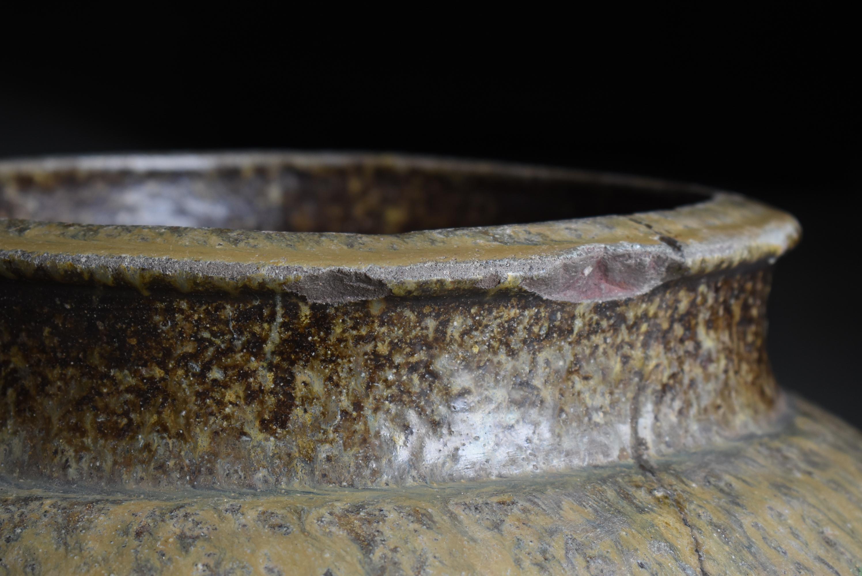Gran jarrón de cerámica japonesa antigua 1700-1800 / Vasija Florero Wabi Sabi Japonizado