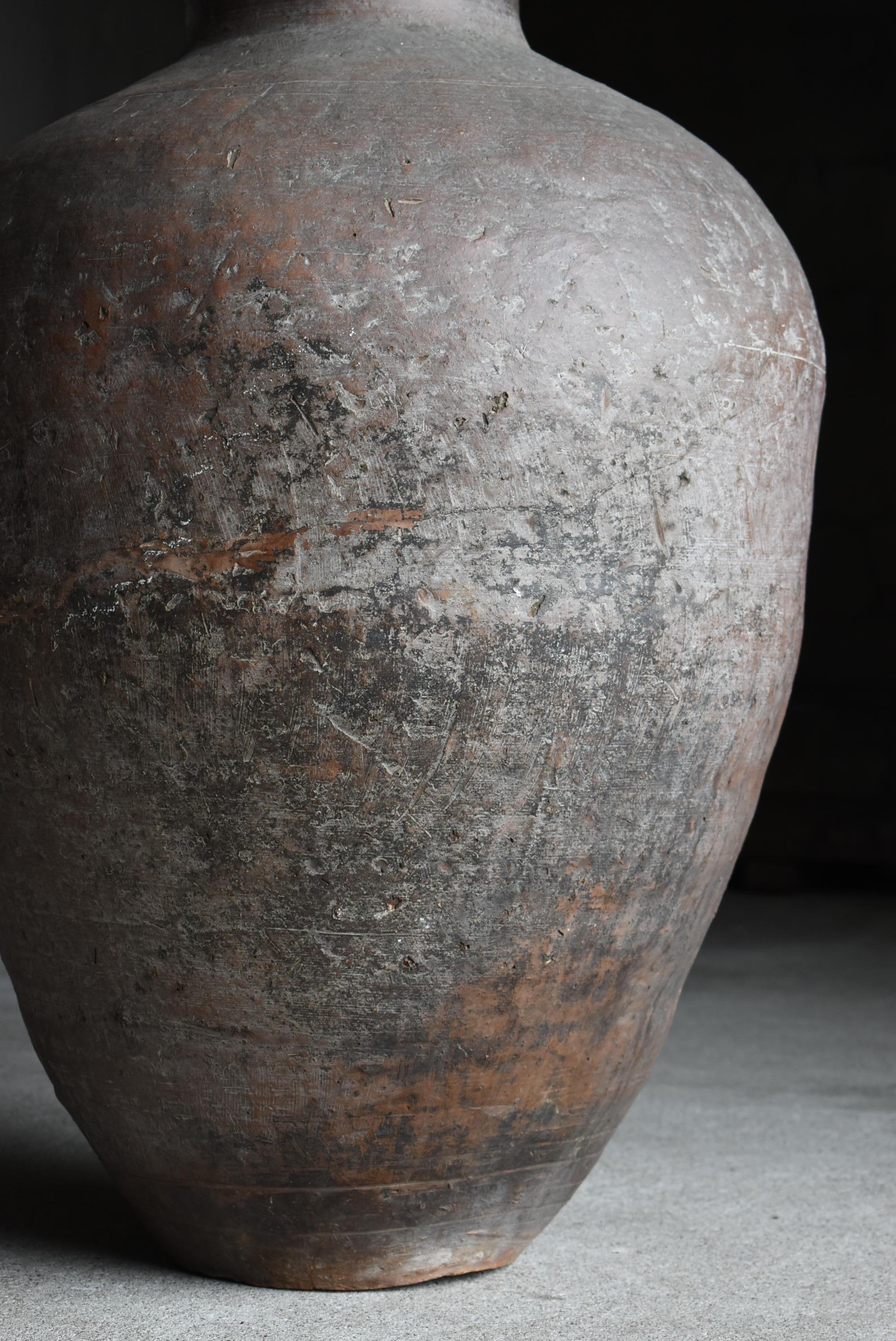 18th Century Japanese Antique Large Pottery Vase 1700s-1800s / Vessel Flower Vase Wabi Sabi