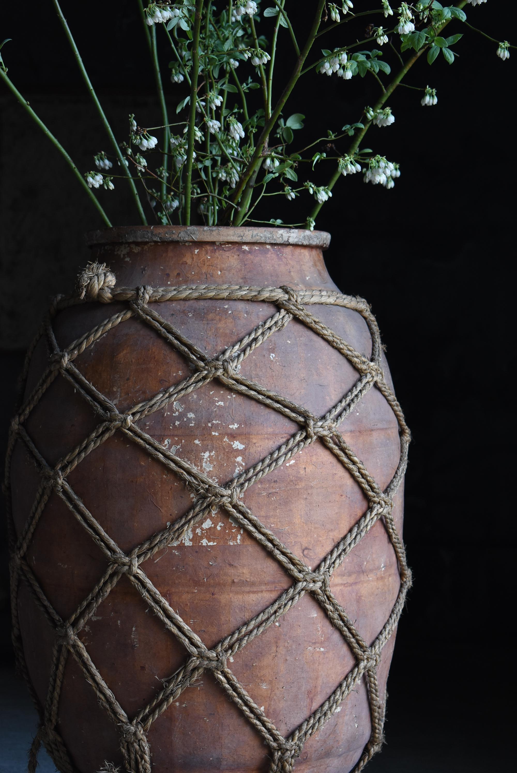Japanese Antique Large Pottery Vase 1860s-1900s / Flower Vase Vessel Wabi Sabi 8