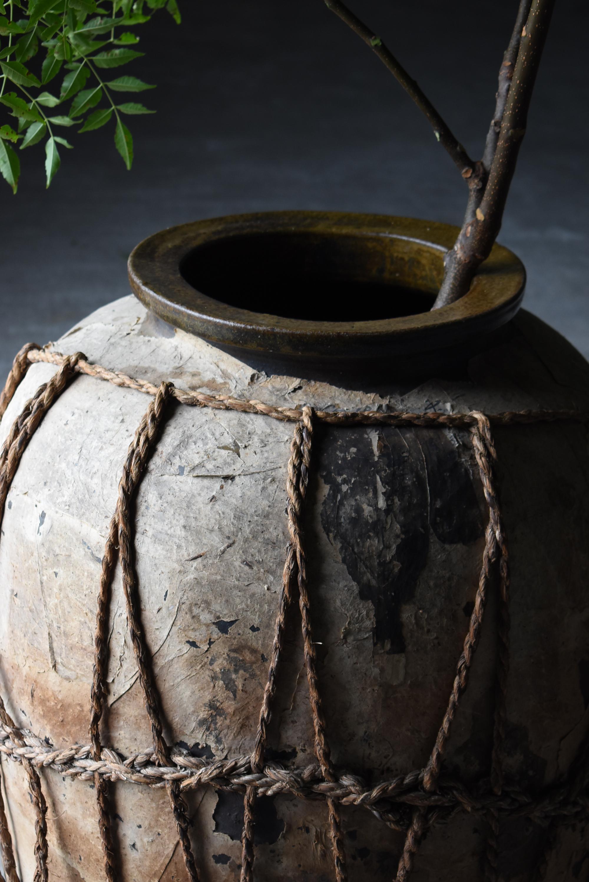 Japanese Antique Large Pottery Vase 1860s-1900s / Flower Vase Vessel Wabi Sabi 15