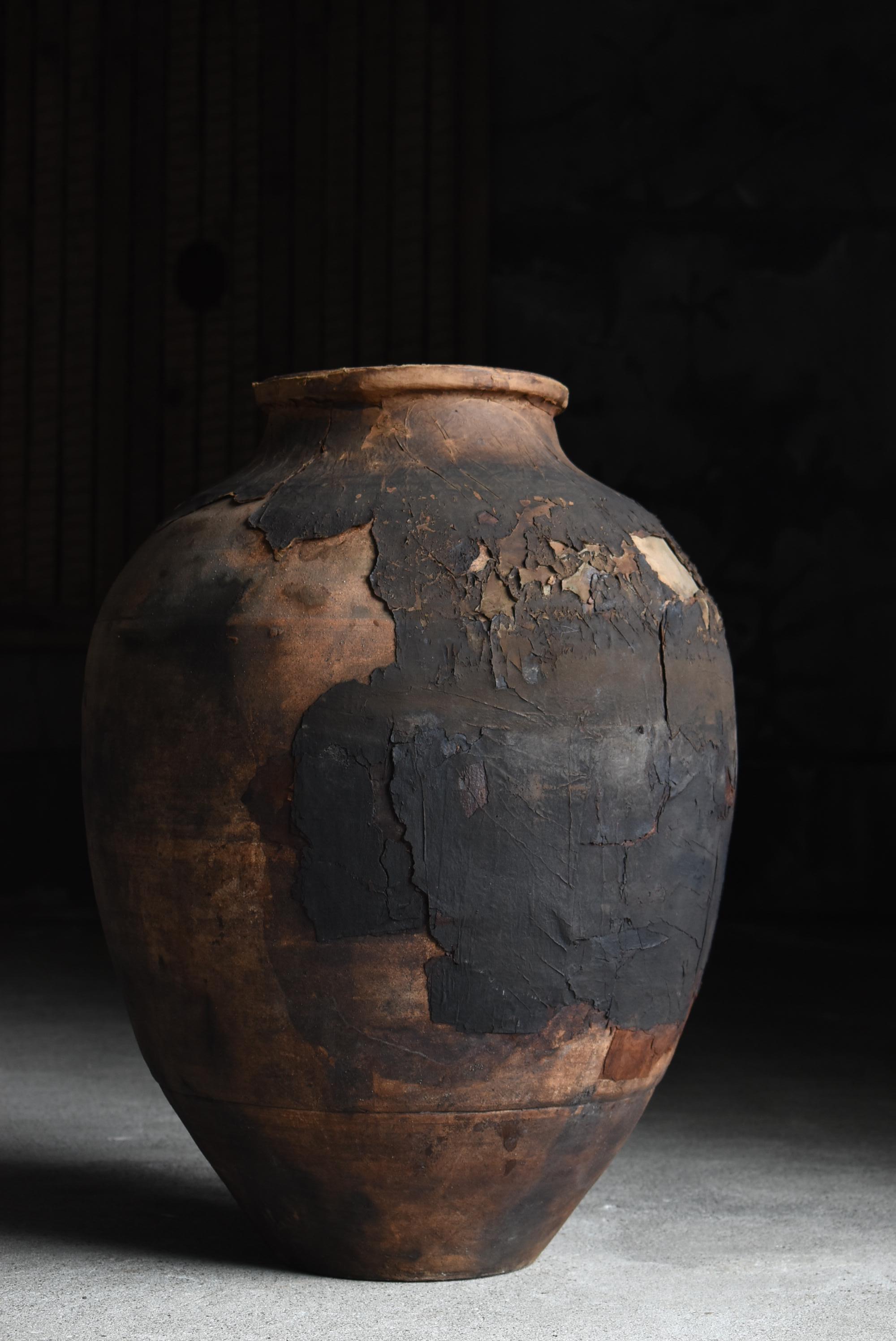 Japanese Antique Large Pottery Vase 1860s-1900s / Flower Vase Wabisabi 13