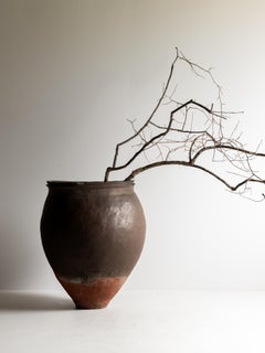 Japanische antike große Keramikvase Ende 19. Anfang 20. Jahrhundert / Wabi Sabi /