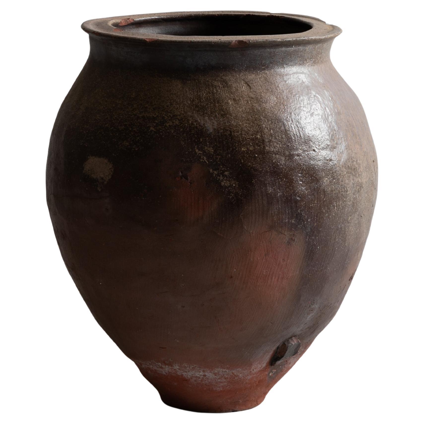 Japanese Antique Large Pottery Vase late 19th–early 20th century / Wabi Sabi /