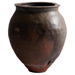 Gran jarrón de cerámica japonesa antigua finales del siglo XIX-principios del XX / Wabi Sabi /