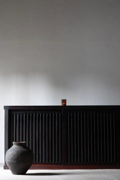 Japanese Antique Large Slim Black Tansu / Sideboard / 1868-1912s / Wabi-sabi