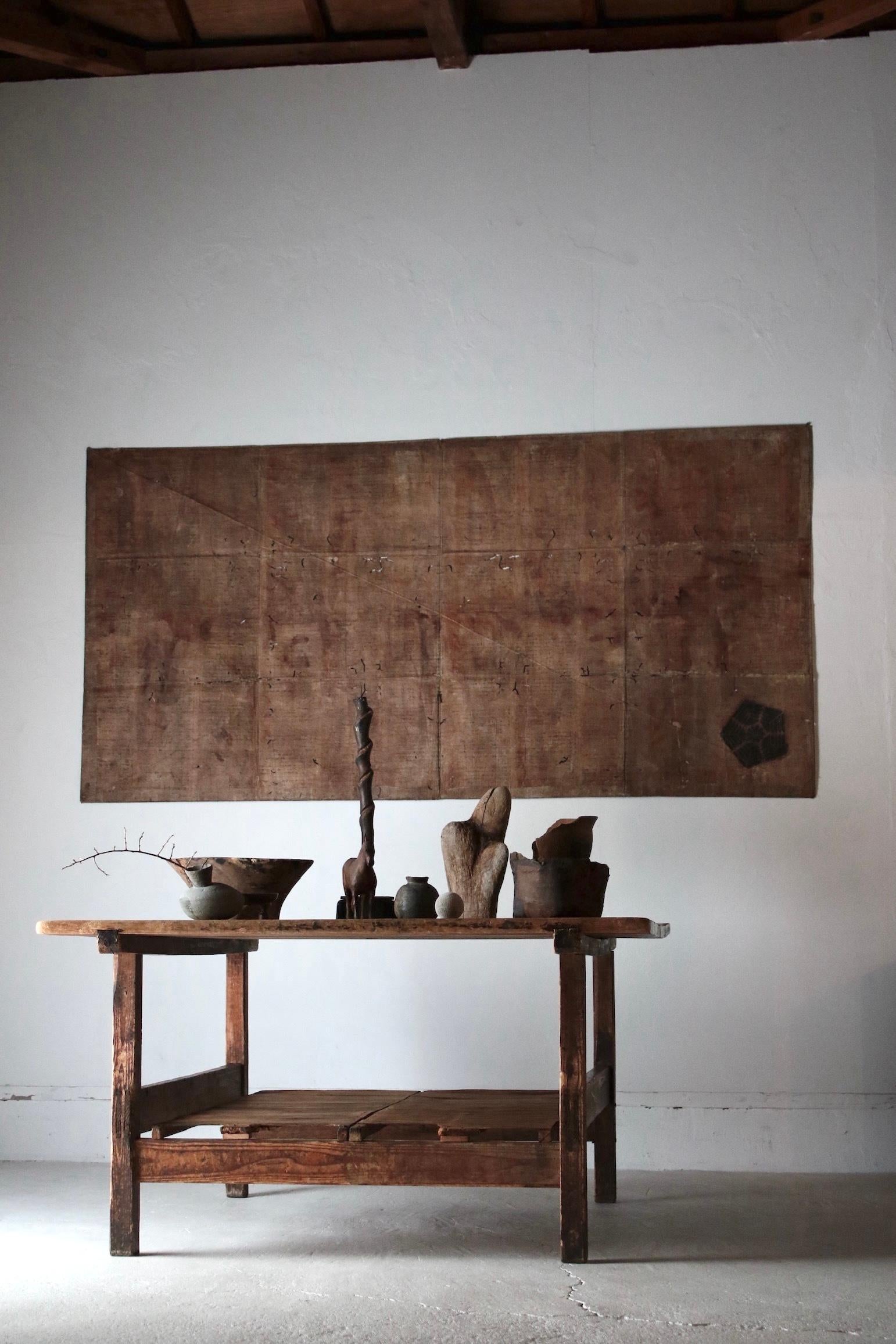 Taisho Japanese Antique Large Table / Exhibition Table / 1912-1950s Wabi-sabi For Sale