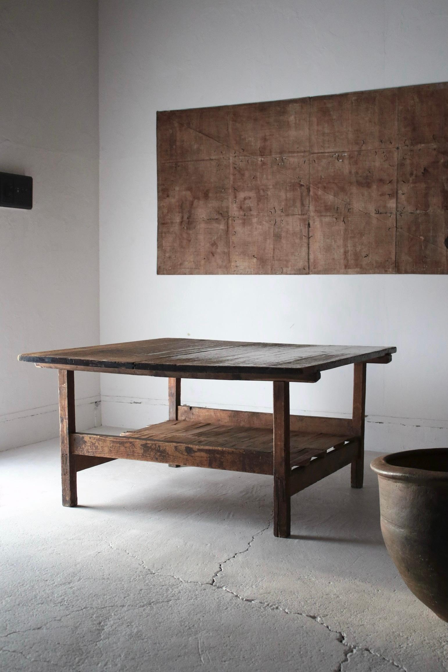Woodwork Japanese Antique Large Table / Exhibition Table / 1912-1950s Wabi-sabi For Sale