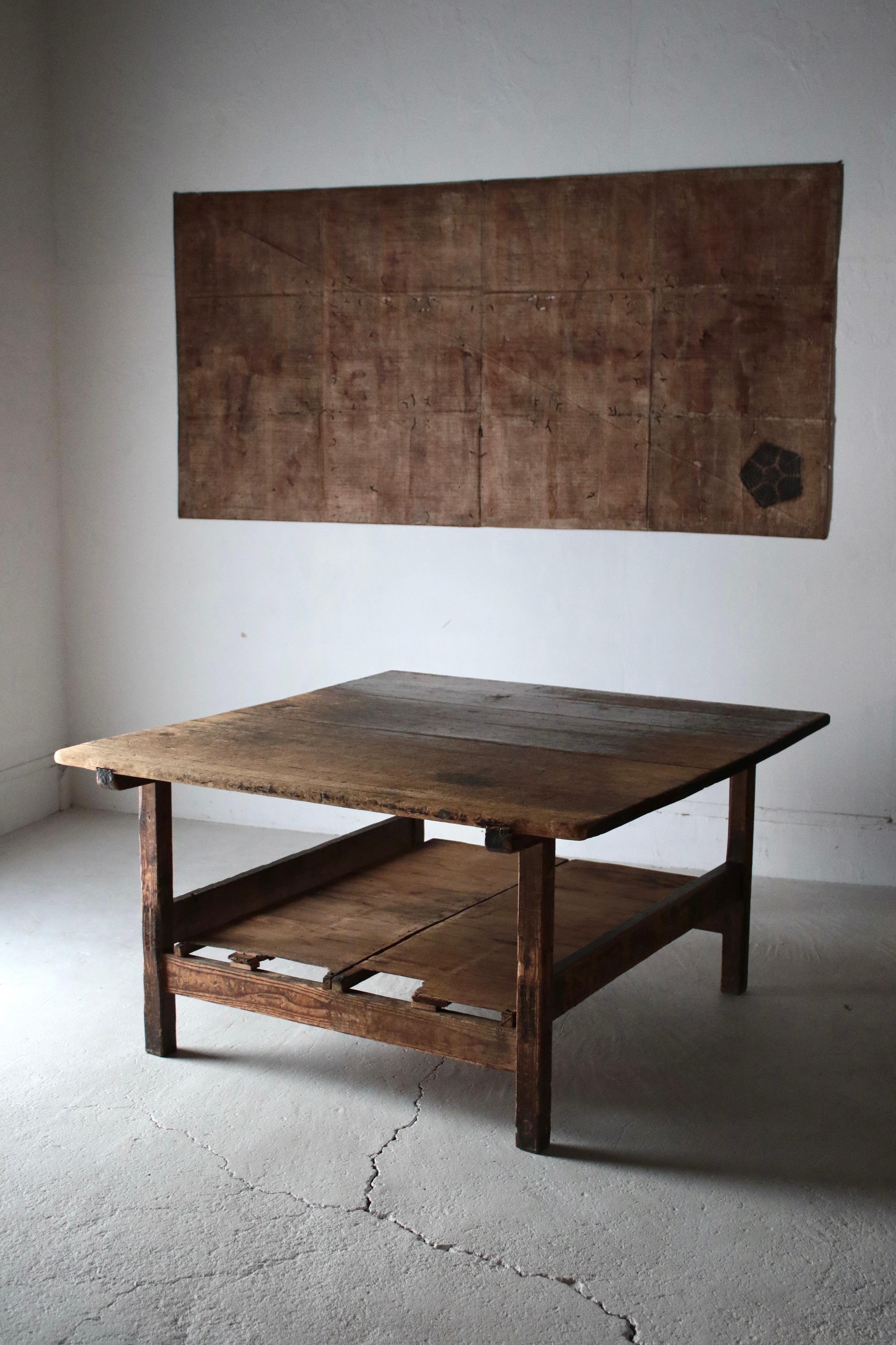 Wood Japanese Antique Large Table / Exhibition Table / 1912-1950s Wabi-sabi For Sale