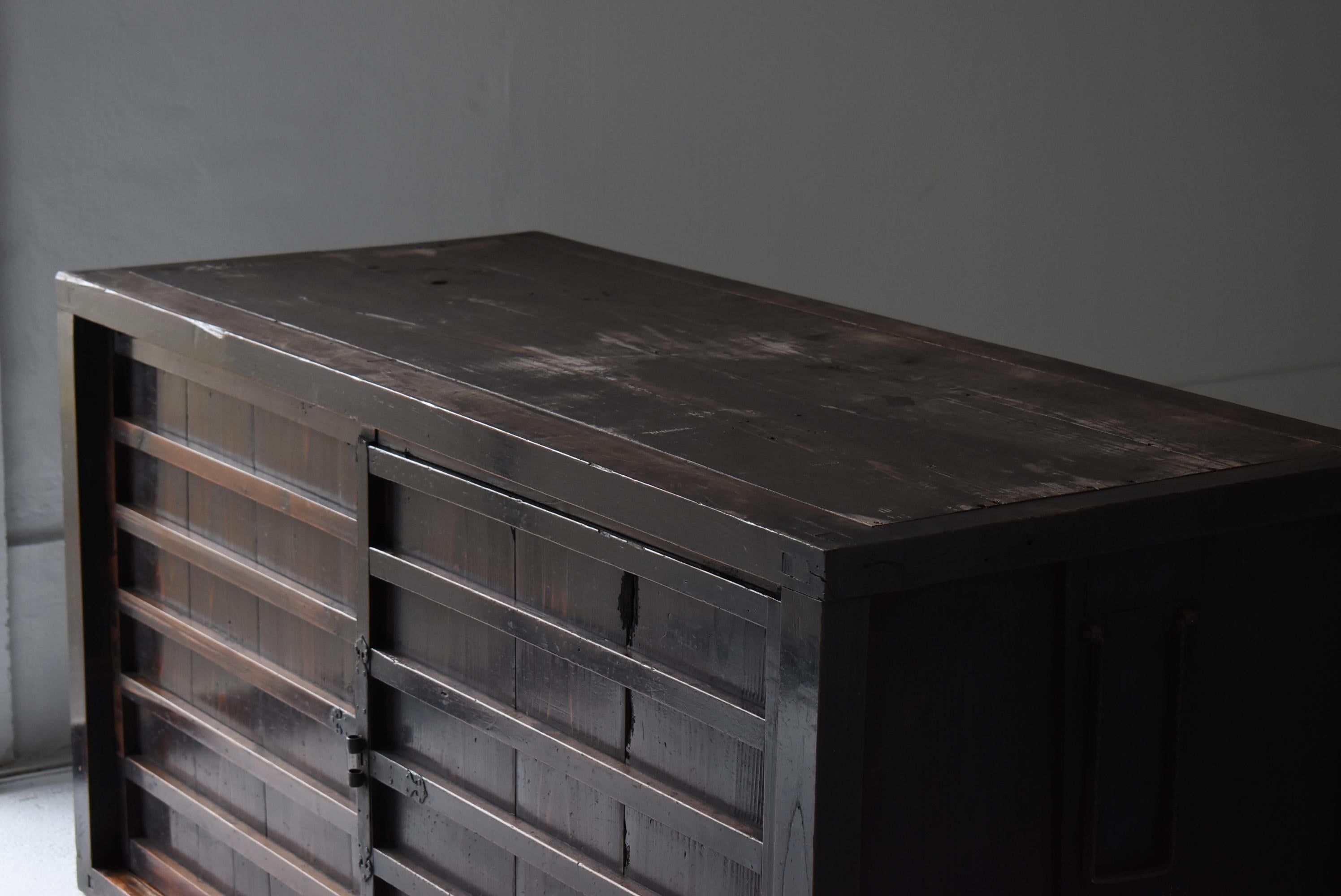 Woodwork Japanese Antique Large Tansu 1860s-1900s / Sideboard Wabi Sabi