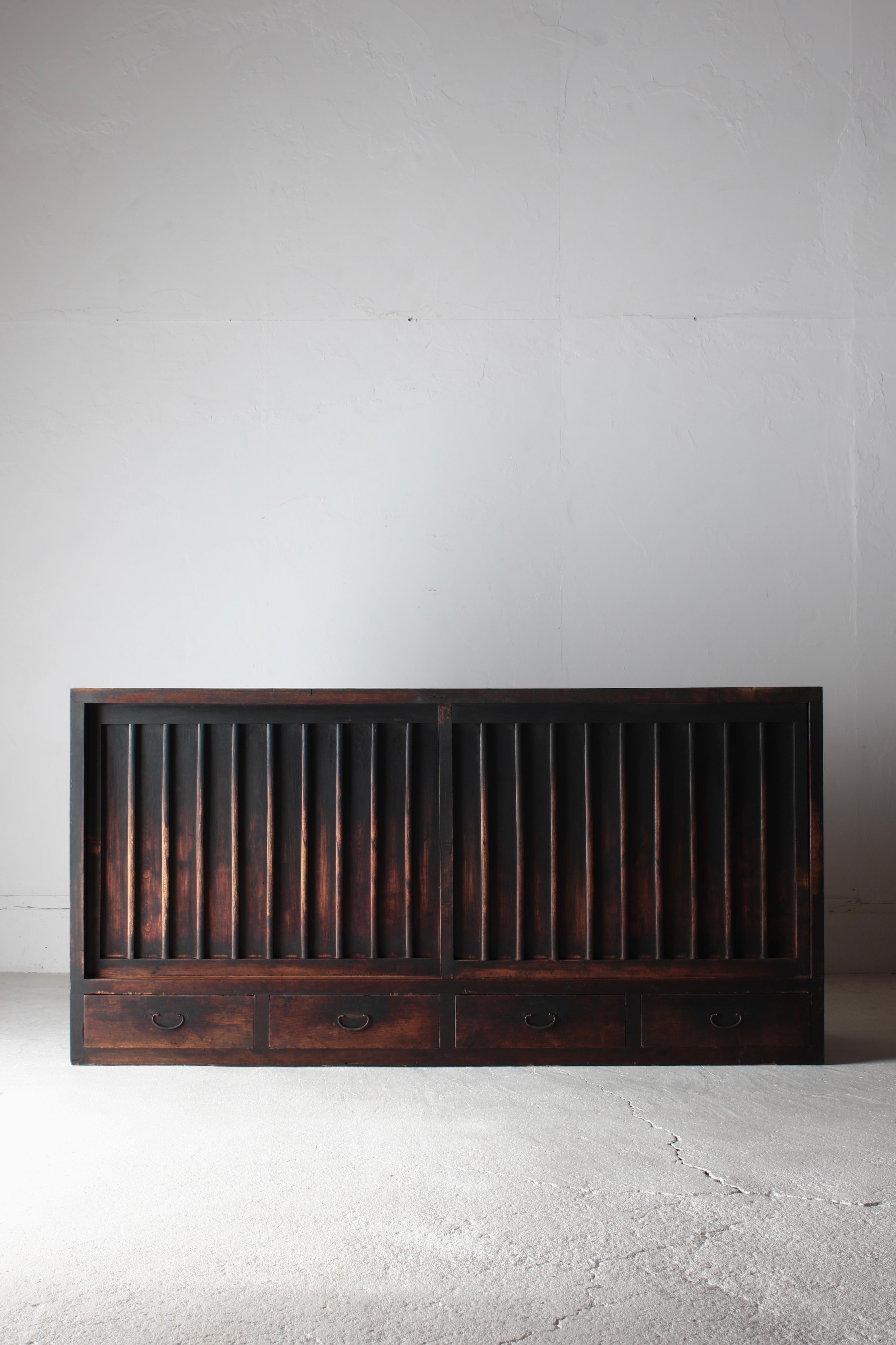 Woodwork Japanese Antique Large Tansu / Cabinet Sideboard / 1868-1912s Wabi-sabi For Sale