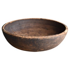Japanese Used Large Wooden Bowl 1860s-1900s/Mingei Wabisabi Primitive