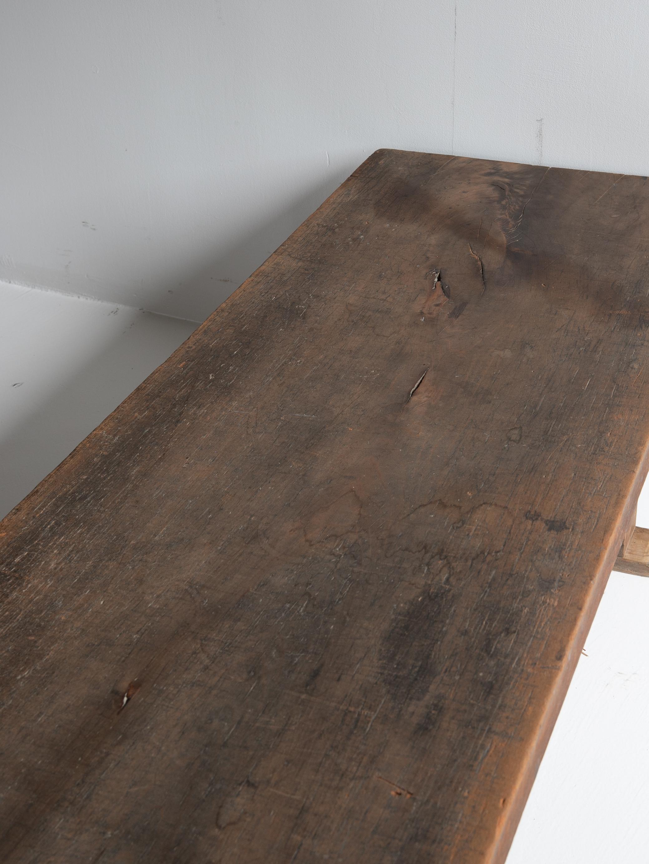 Japanese antique large wooden low table/1868-1920/long table/Mingei en vente 7