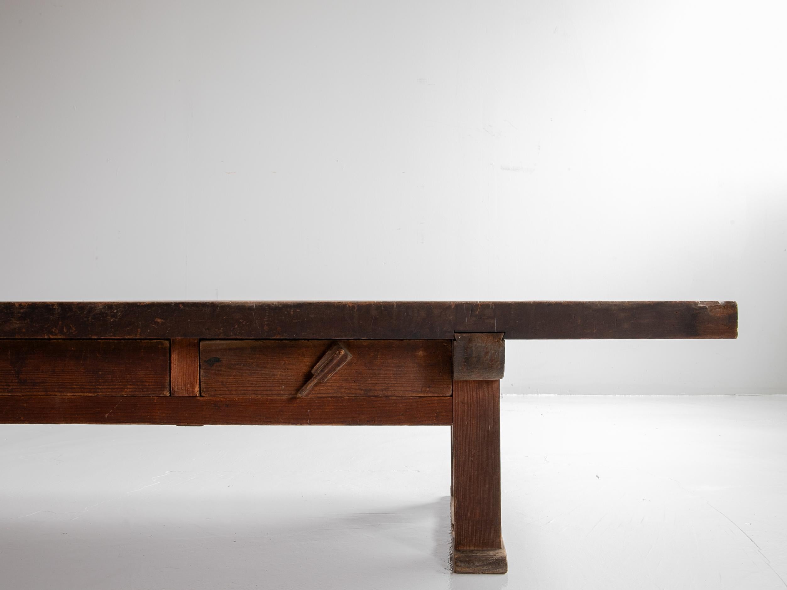 Travail du bois Japanese antique large wooden low table/1868-1920/long table/Mingei en vente