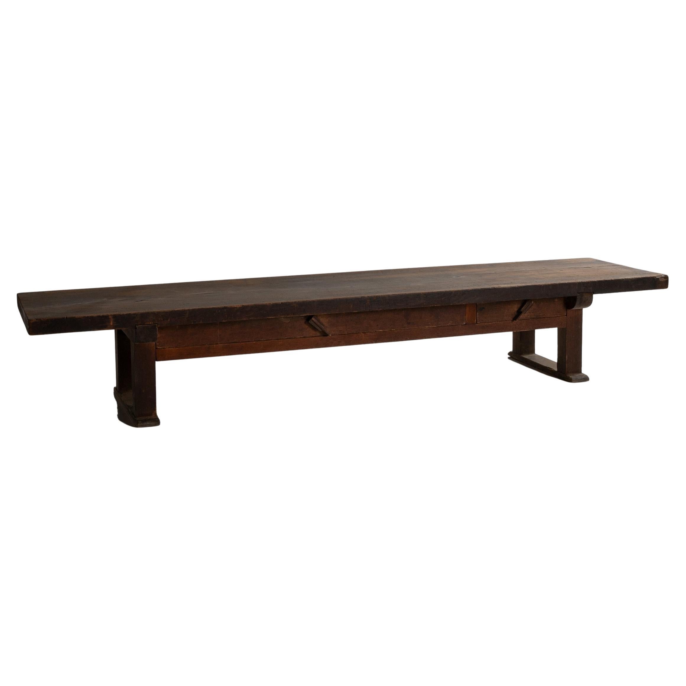 Japanese antique large wooden low table/1868-1920/long table/Mingei