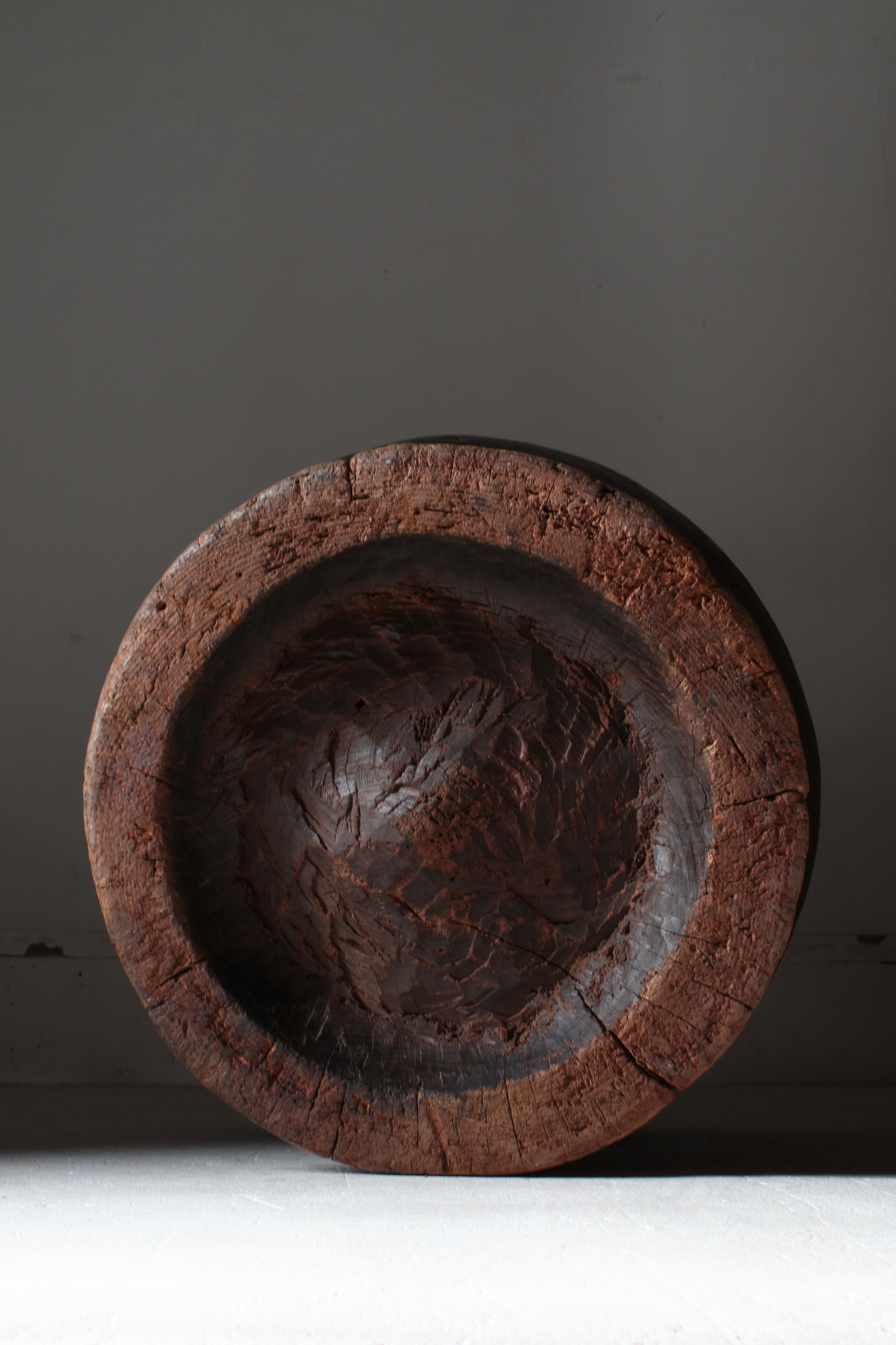 19th Century Japanese Antique Large Wooden Mortar / Flowerpot / Wabi-sabi