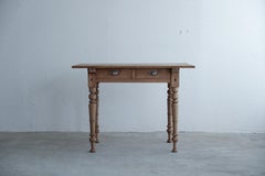 Japanese Antique Lathe-leg desk, table, Wabi-sabi, Japandi