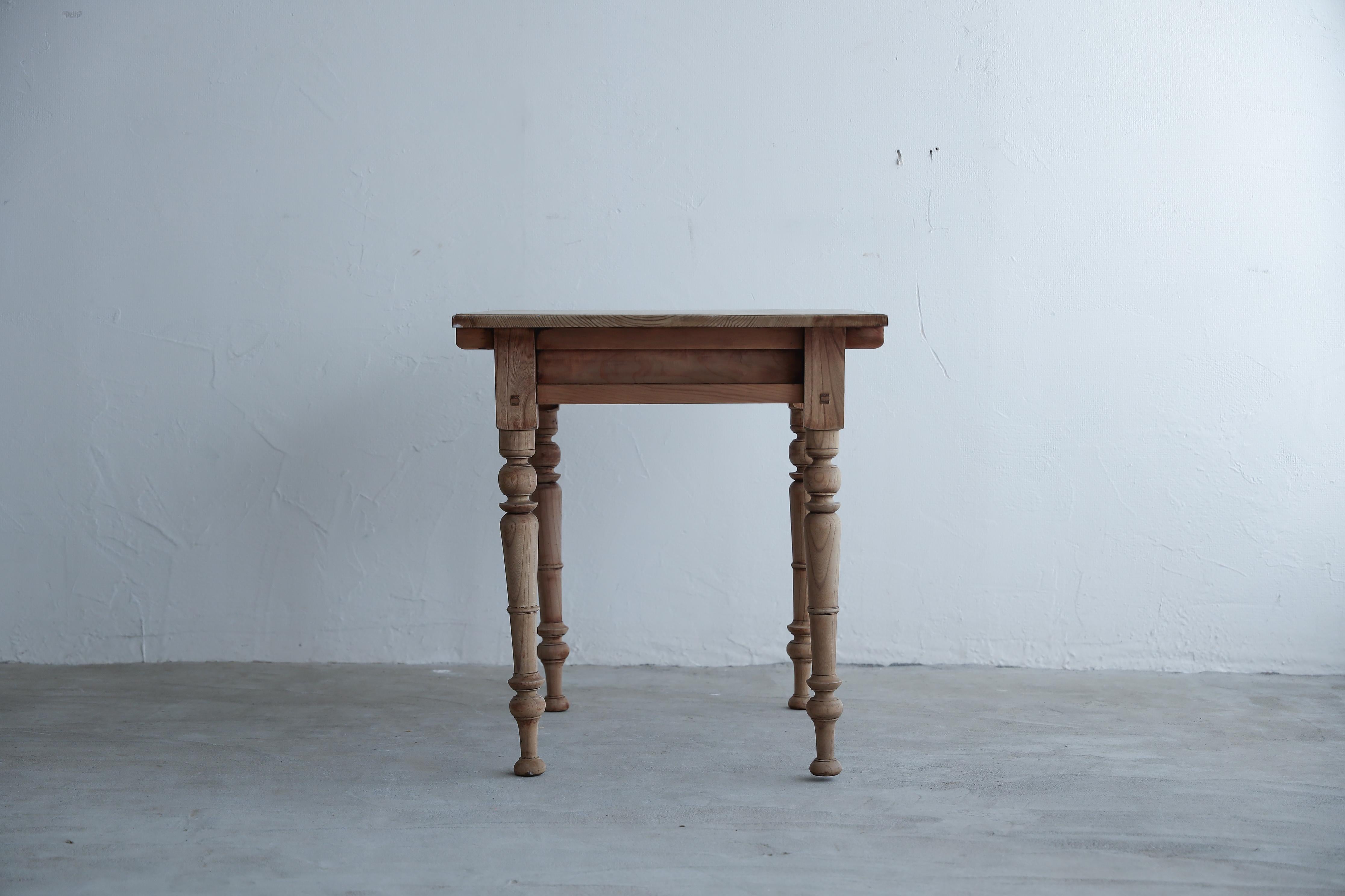 Hand-Crafted Japanese Antique Lathe-leg desk, table, Wabi-sabi, Japandi For Sale