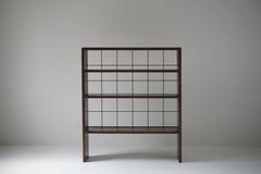Armario Japonés Antiguo de Madera de Lauan con Rejilla de Hierro, Japandi Wabi-Sabi