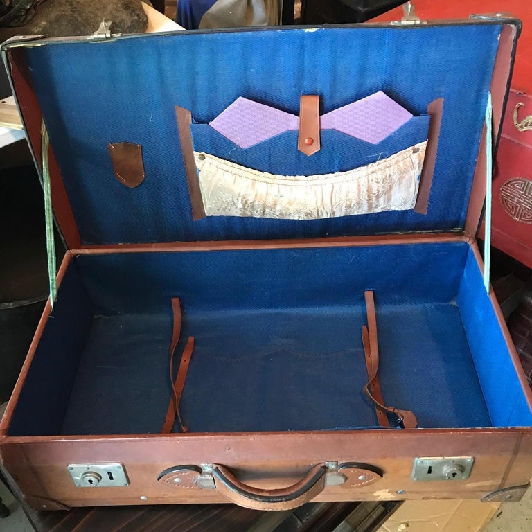 Japanese Antique Leather Travel Luggage Trio, 1920s at 1stDibs