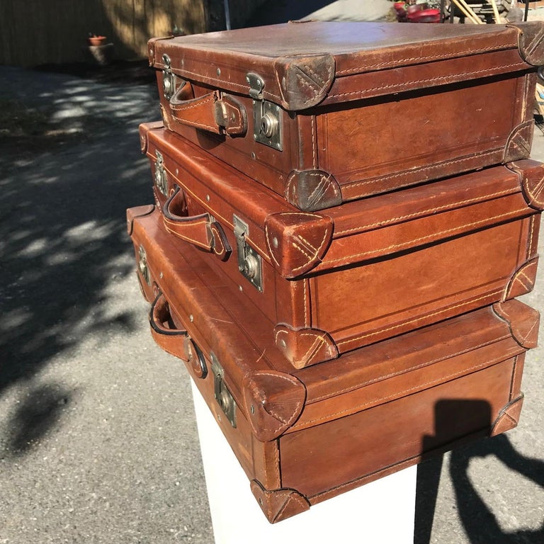 Japanese Antique Leather Travel Luggage Trio, 1920s at 1stDibs 1920s