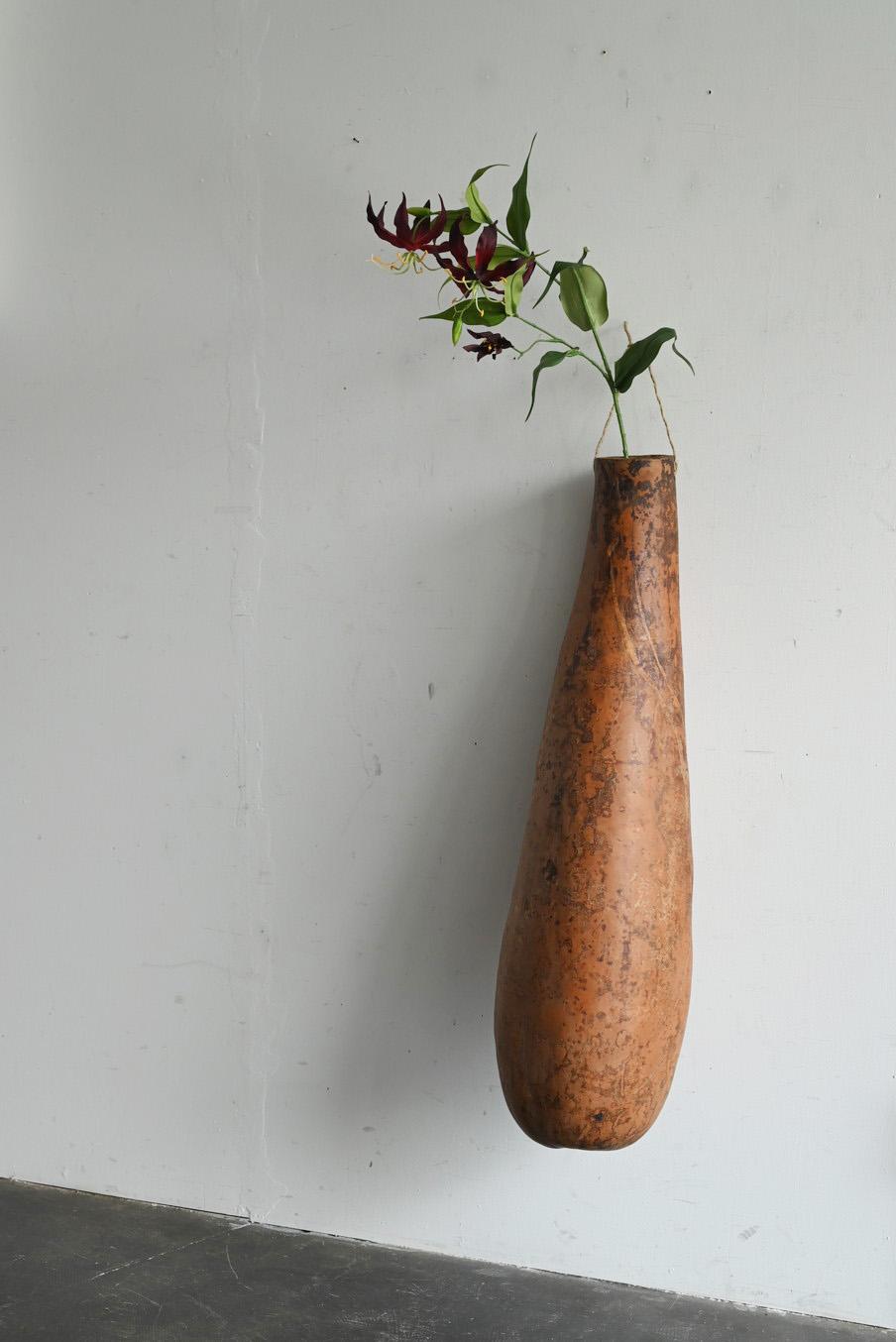 Jarrón japonés antiguo de flores de calabaza larga/1868-1920/objeto colgante de pared en venta 10