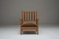 Japanese Antique Low Chair in Nara Oak, 1930s–1940s - Japandi Wabi-Sabi B