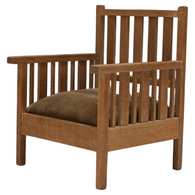 Sedia bassa giapponese antica in Oak Nara, anni 
30-
40 - I. A. B.