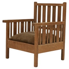 Sedia bassa giapponese antica in Oak Nara, anni 
30-
40 - I. A. B.