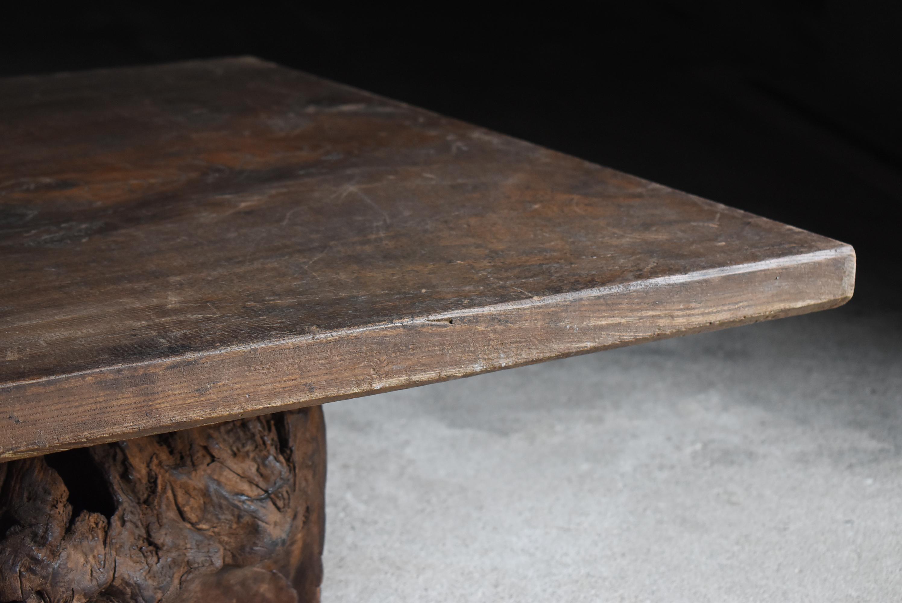 Wood Japanese Antique Low Table 1860s-1920s / Primitive Sofa Table Wabi Sabi For Sale