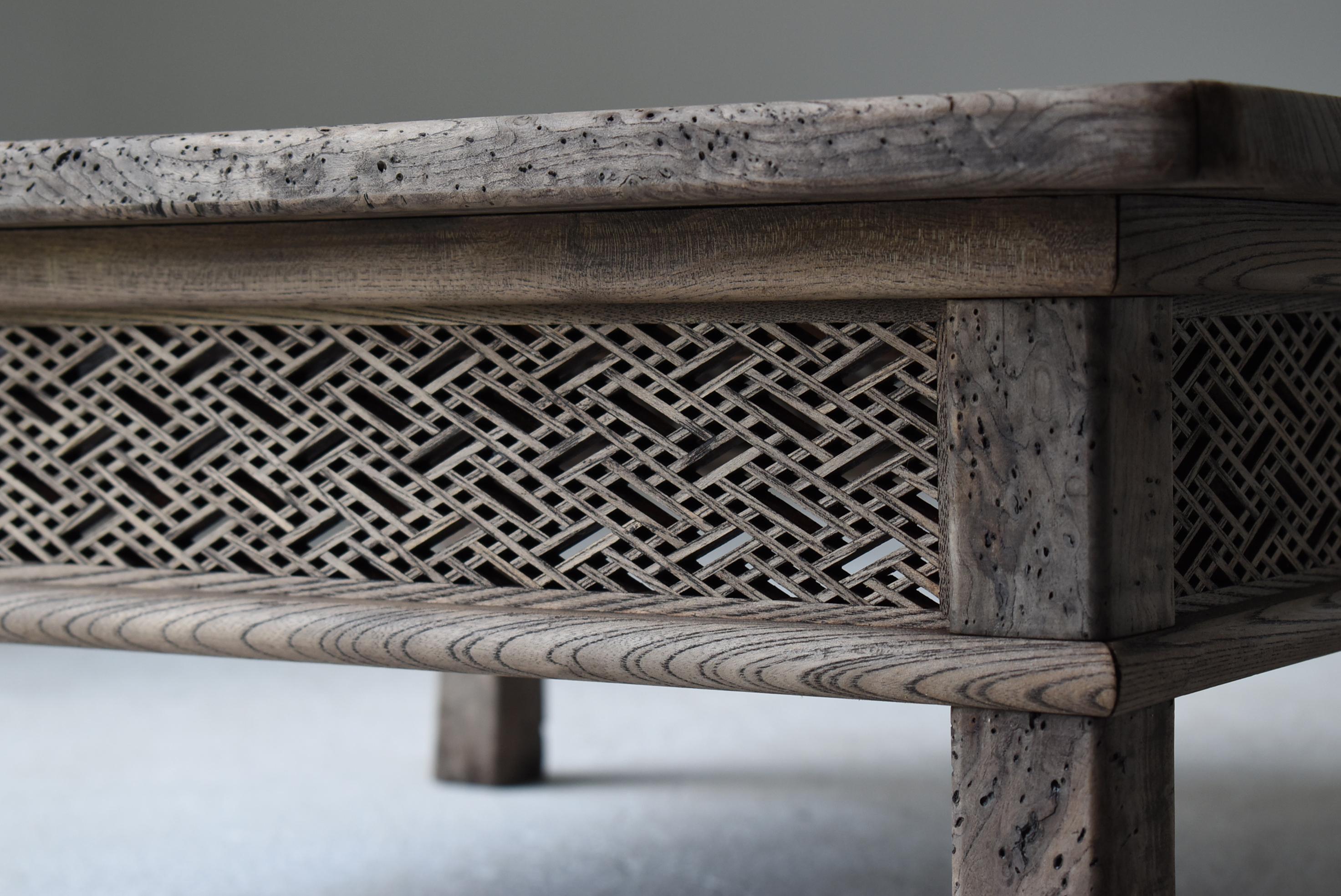 Wood Japanese Antique Low Table 1860s-1920s / Sofa Table Wabi Sabi For Sale